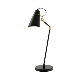 Mercator-Colton Adjustable Shade With Adjustable Brushed Brass Metal Arm Table Light - Black